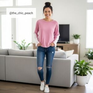 a.n.a. Casual Pink Long Sleeve Top – Size L 🩷